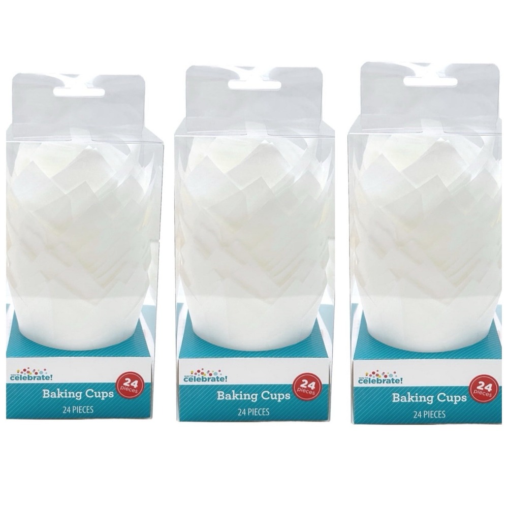 Way to Celebrate White Tulip Cupcake Liners Baking Cups Lot of 3 Packs 72 Count
